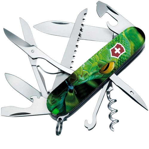 Нож складной многофункциональный Victorinox HUNTSMAN ZODIAC Зеленая деревянная змея 17 функций 91x27x21 мм (Vx13713.3_Z4310pk) Нож складной многофункциональный Victorinox HUNTSMAN ZODIAC Зеленая деревянная змея 17 функций 91x27x21 мм (Vx13713.3_Z4310pk)