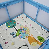 Манеж дитячий розкладний Avko кульки та килимок 120х180 см Blue - фото 4