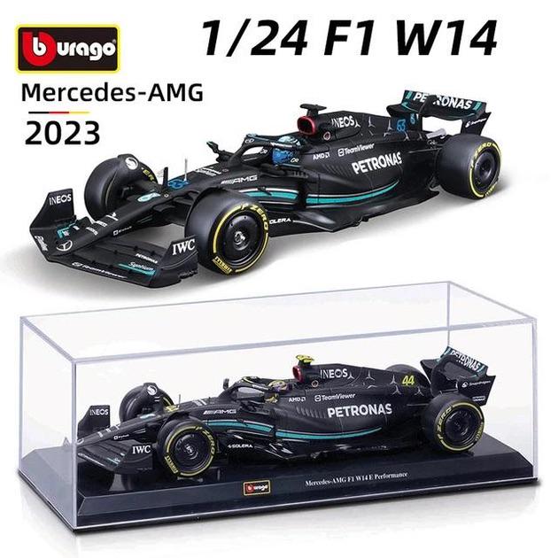 Коллекционная модель Bburago Mercedes W14-63 из металла в прозрачном боксе масштаб 1:43 Черный - фото 5