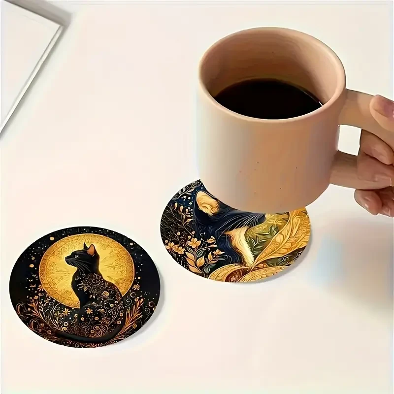 Набор деревянных подставок под чашки Черные кошки 6 шт. - фото 3 Набор деревянных подставок под чашки Черные кошки 6 шт. - фото 3