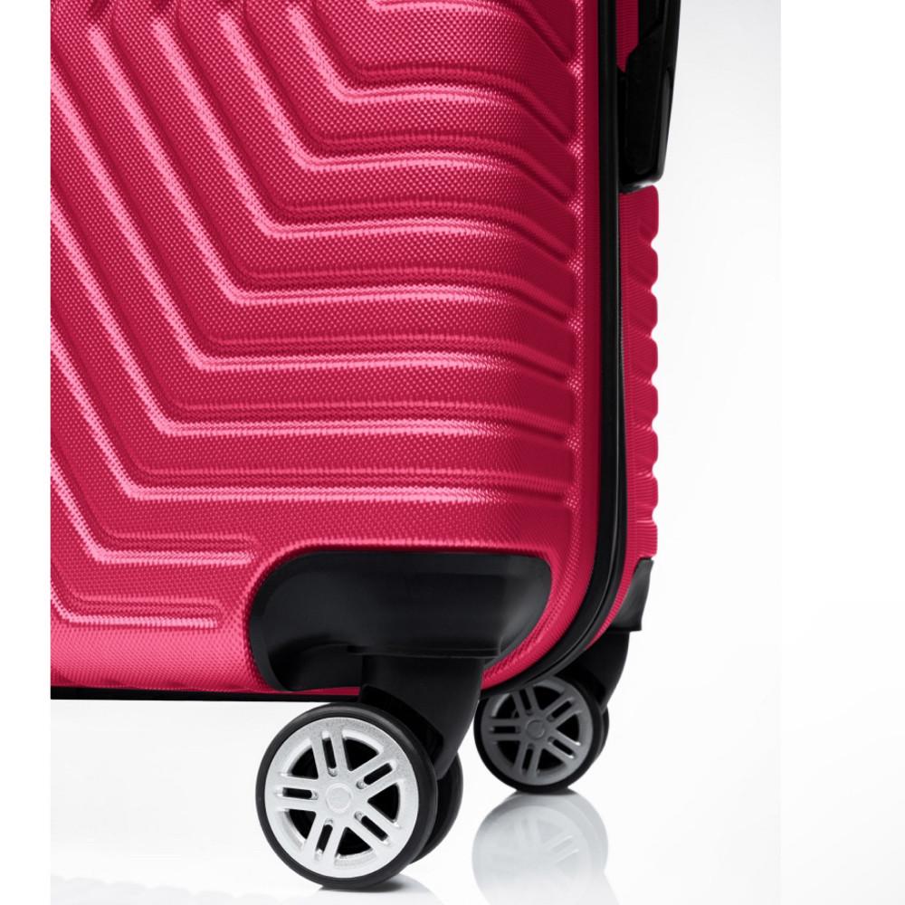 Валіза Polo ПК020-S полікарбонат на 4-х подвійних колесах маленька S 50 л Фуксія - фото 3