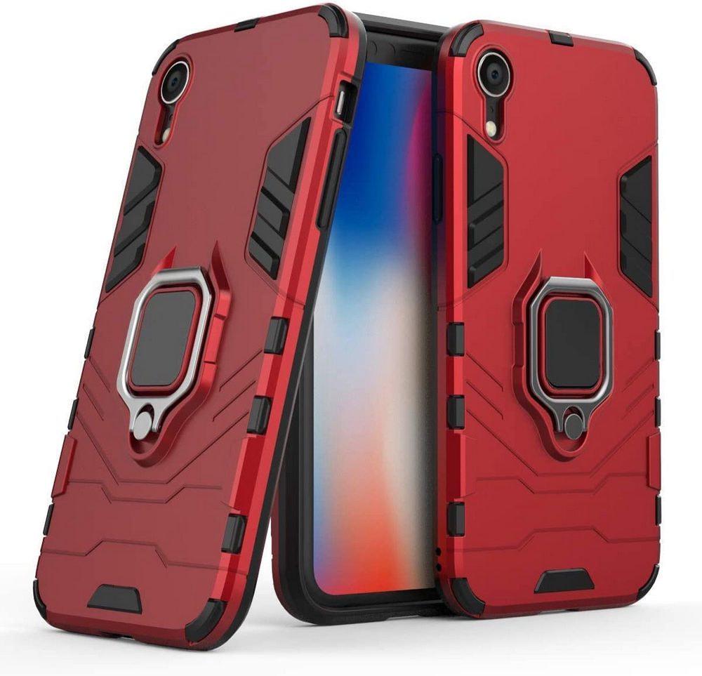 Противоударный чехол iPhone XR (подставка кольцо) Red (29685-2D)