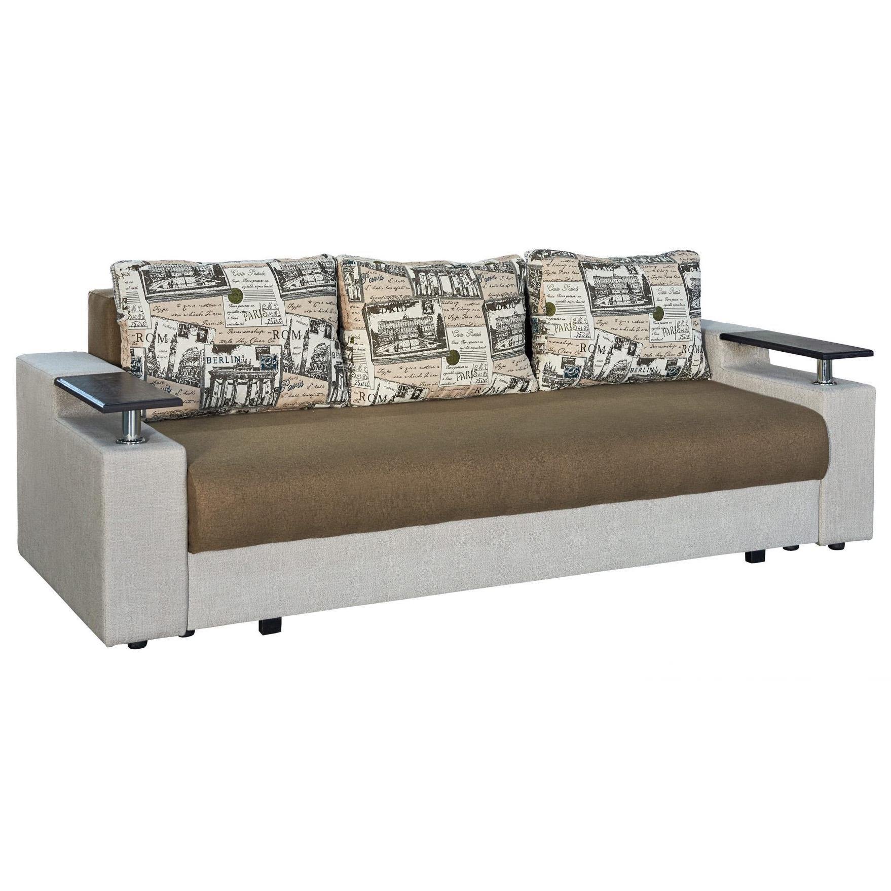 Диван раскладной Мебель-Сервис Бруно еврокнижка ДСП/металл ткань Хит Сансет Коричневый с бежевым