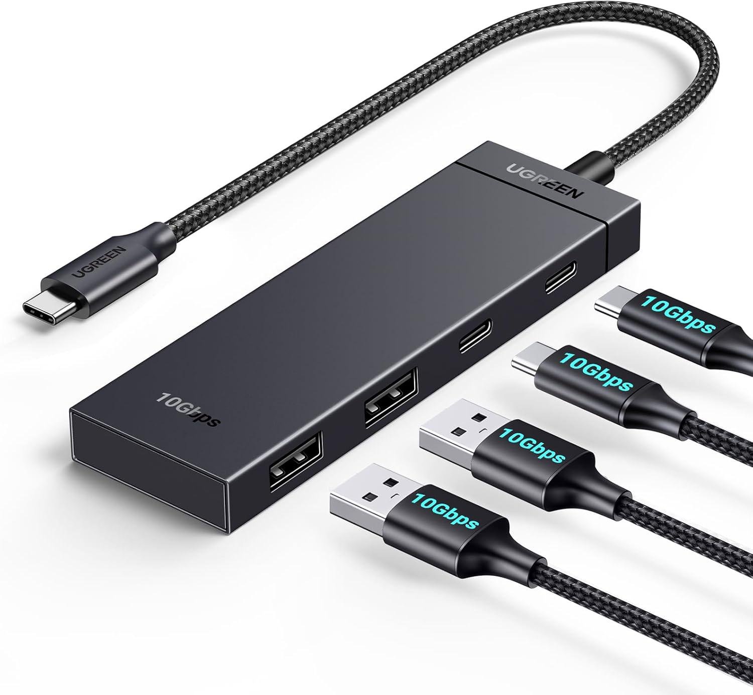 Концентратор 4 in 1 Ugreen CM806 10Gbps Adapter with 2xUSB-C 3.2 and 2xUSB-A 3.2 Black (35583) - фото 4 Концентратор 4 in 1 Ugreen CM806 10Gbps Adapter with 2xUSB-C 3.2 and 2xUSB-A 3.2 Black (35583) - фото 4