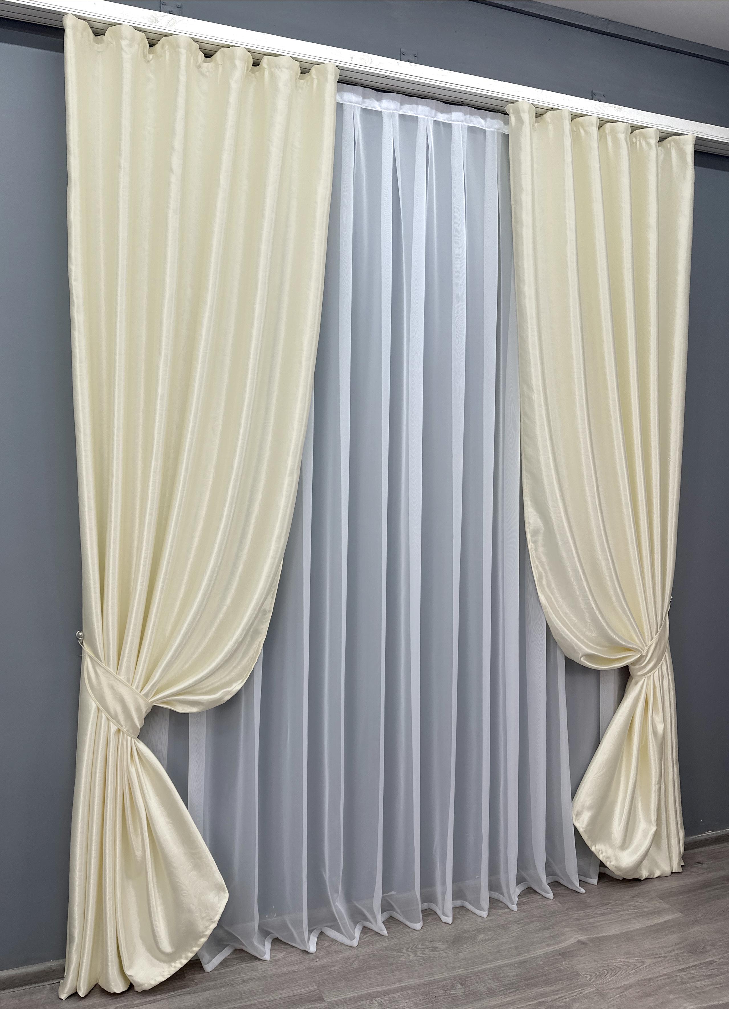 Комплект готовых штор VR-Textil Софт №1733ш 150х270 см 2 шт. Молочный (33-0707) - фото 2 Комплект готовых штор VR-Textil Софт №1733ш 150х270 см 2 шт. Молочный (33-0707) - фото 2