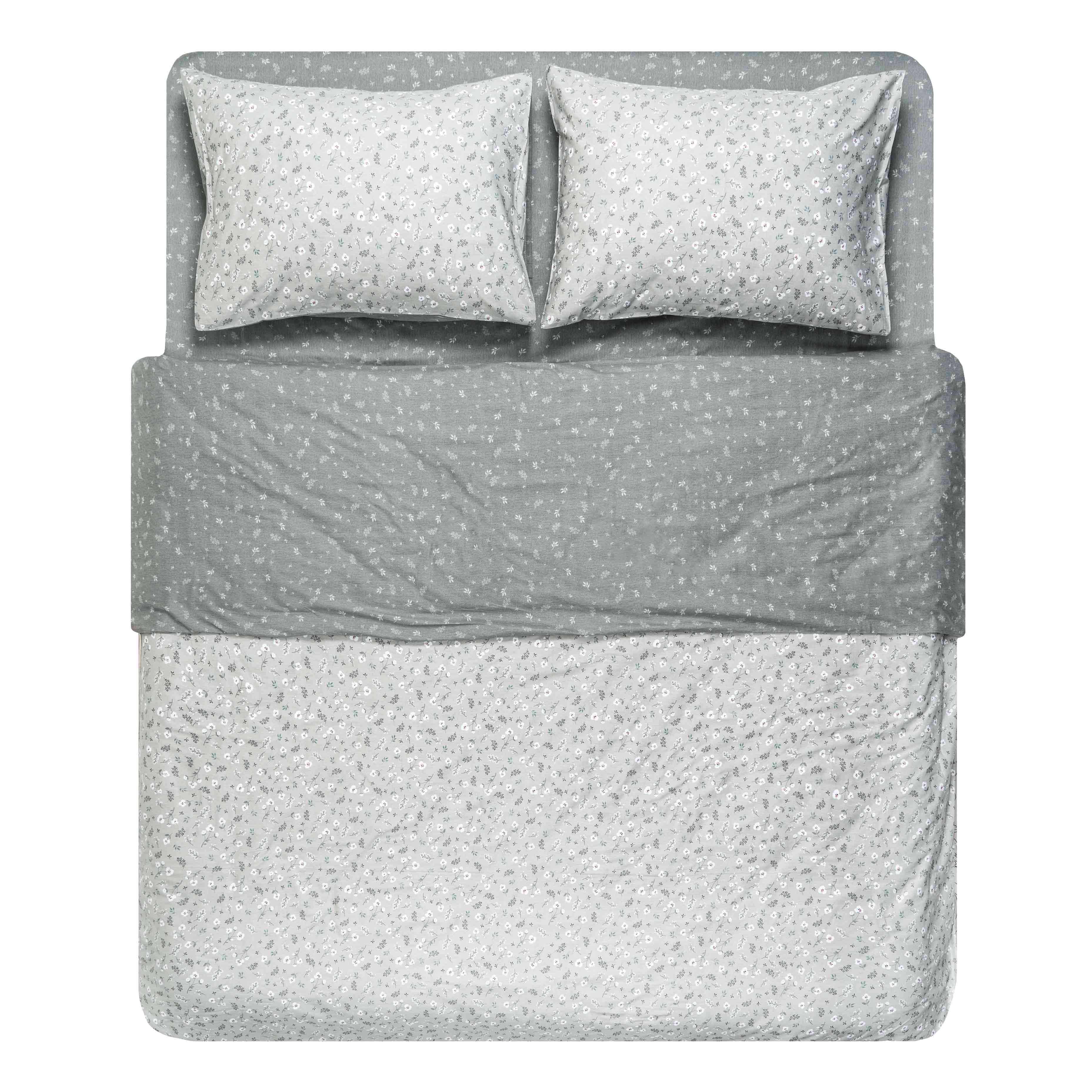 Комплект постельного белья Ardesto Gloria Мелкие цветы двуспальный 200х220 см Серый (ART2022SS)