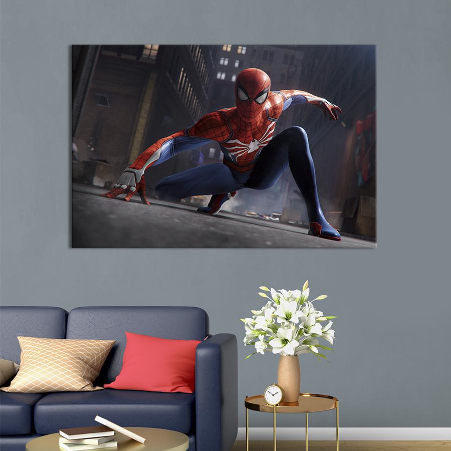 Настенный декор картина на холсте для интерьера Spider-man Marvel 80x54 см (762-1)