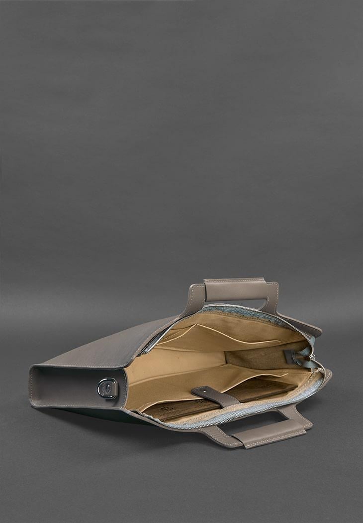 Женская сумка кожаная для ноутбука и для документов Темно-бежевый (A-026691) - фото 2 Женская сумка кожаная для ноутбука и для документов Темно-бежевый (A-026691) - фото 2