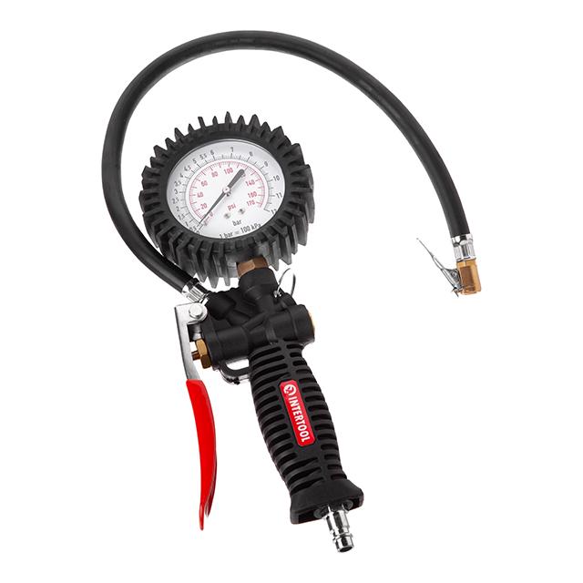 Пістолет для підкачування коліс з манометром пневматичний професiйний Intertool (PT-0510)