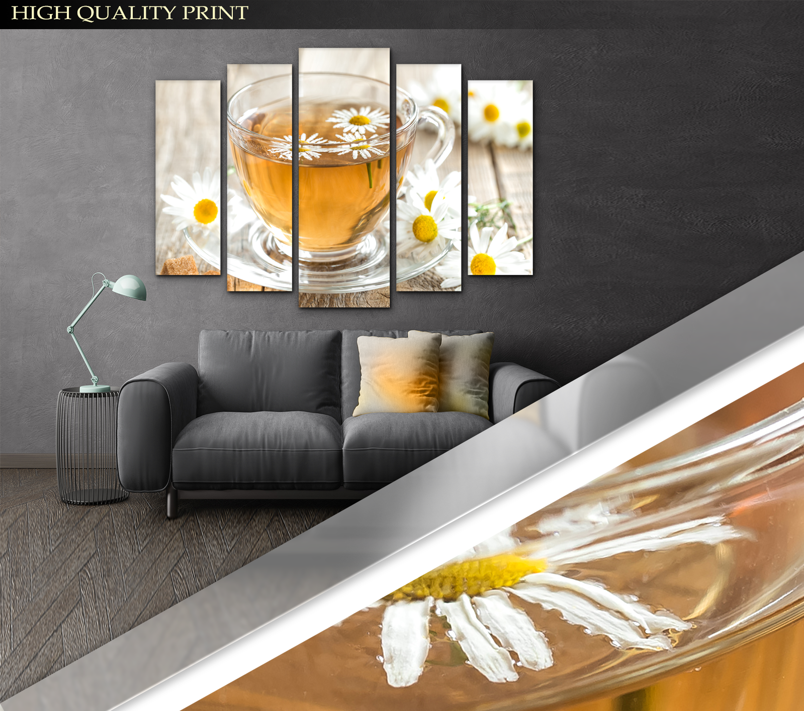 Картина модульная Чай Ромашки 110х160 см (Art-296_5) - фото 3 Картина модульная Чай Ромашки 110х160 см (Art-296_5) - фото 3