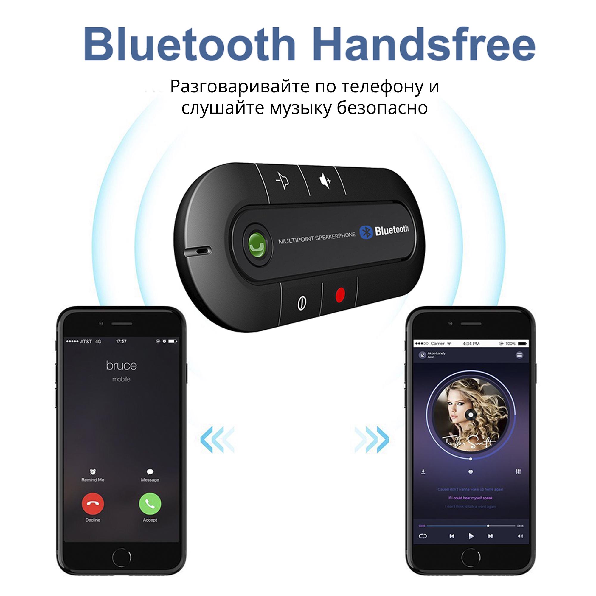 Пристрій гучного зв’язку Bluetooth Handsfree kit speaker з кріпленням Чорний - фото 5