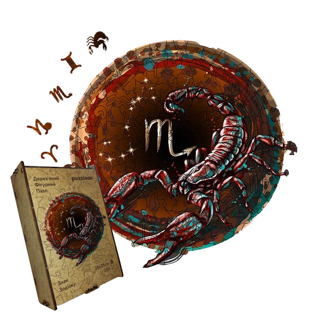 Пазл дерев'яний Знак Зодіаку Скорпіон А3 картонна коробка 200 елементів