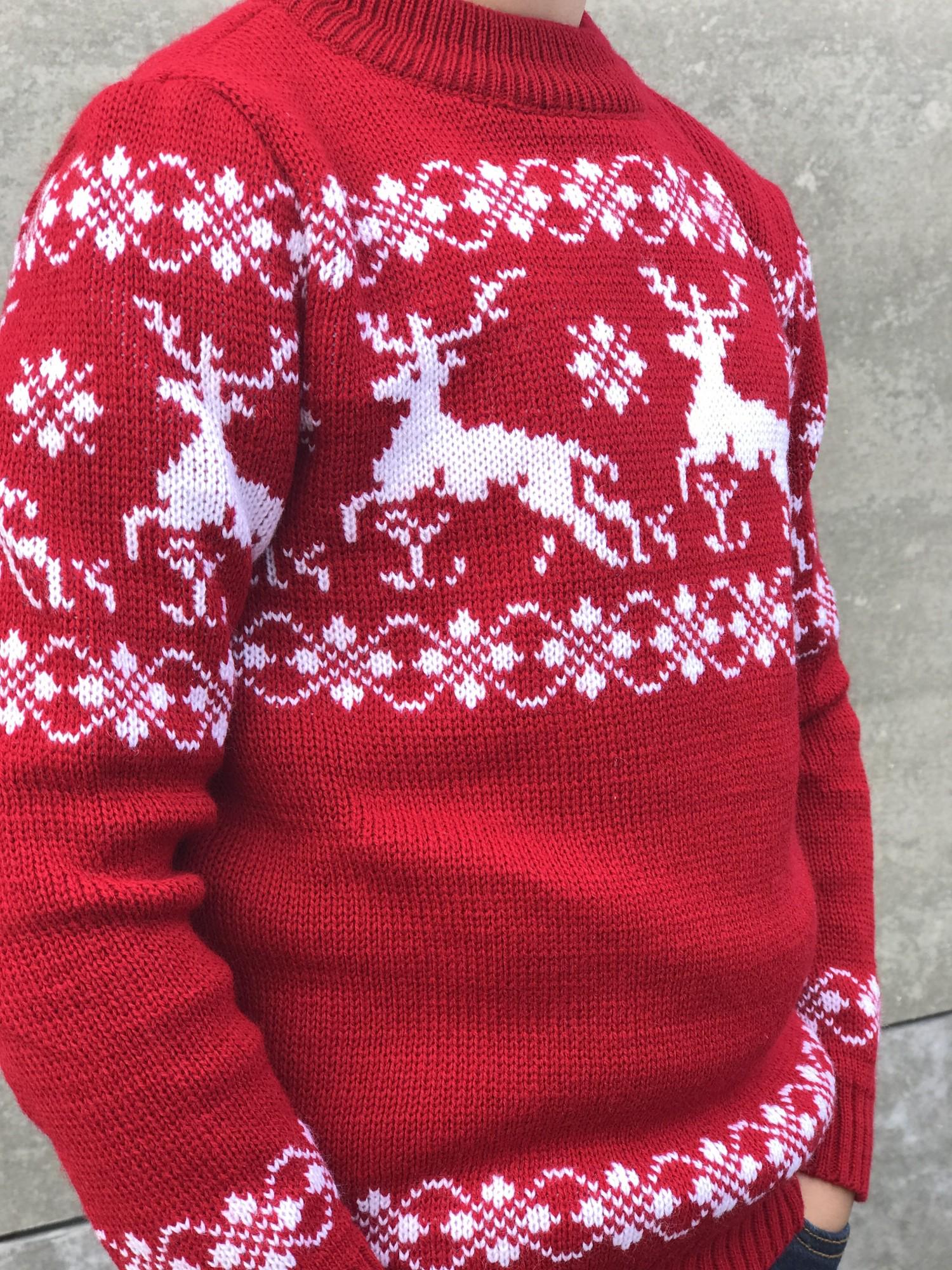 Свитер детский вязаный новогодний р. 140 Красный - фото 4 Свитер детский вязаный новогодний р. 140 Красный - фото 4