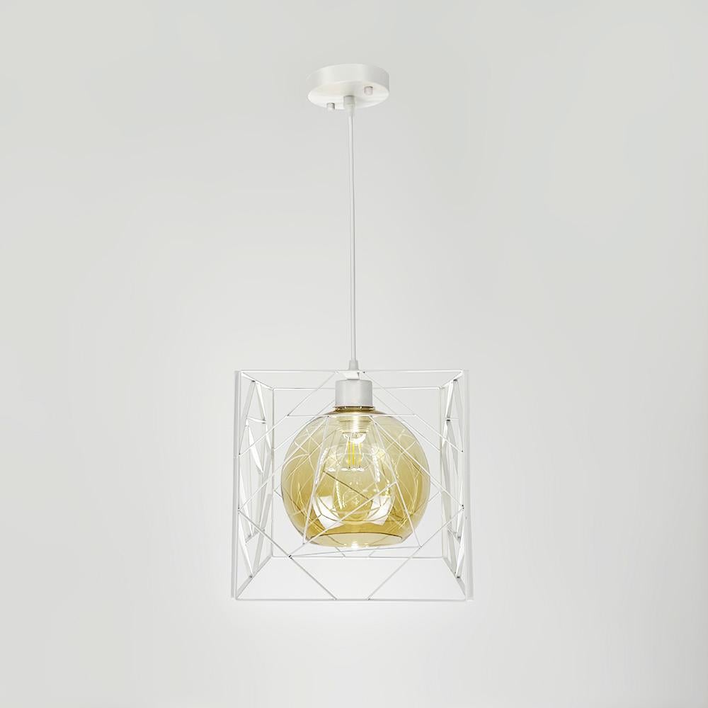 Люстра LineF лофт 24х24 см Белый/Янтарный (12120/1 WT+AM) - фото 2 Люстра LineF лофт 24х24 см Белый/Янтарный (12120/1 WT+AM) - фото 2