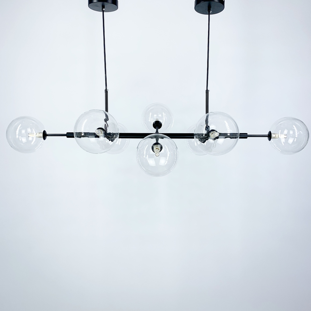 Люстра удлиненная с 8 прозрачными плафонами Черный (MJ61/8 BK) Люстра удлиненная с 8 прозрачными плафонами Черный (MJ61/8 BK)
