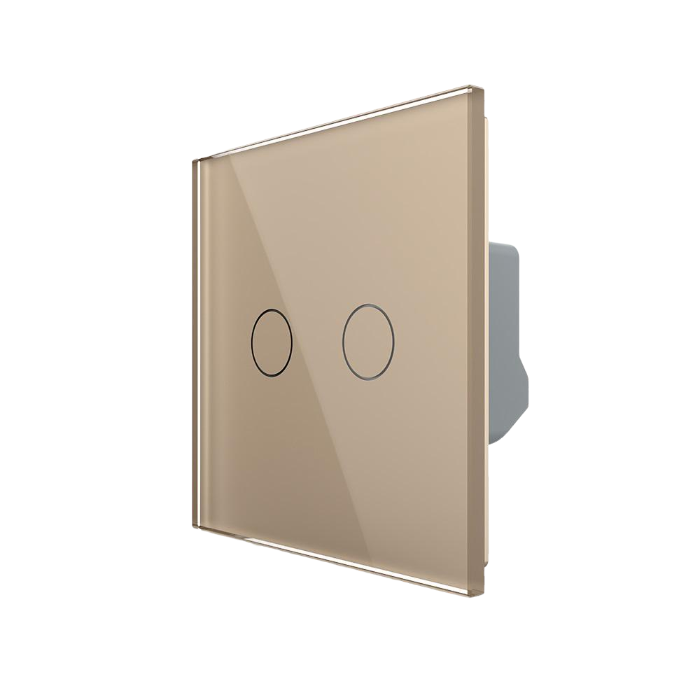 Умный сенсорный LIVOLO Wi-Fi выключатель 2 сенсора Стеклянный-золотой (VL-C7FC2NY-2GAP)