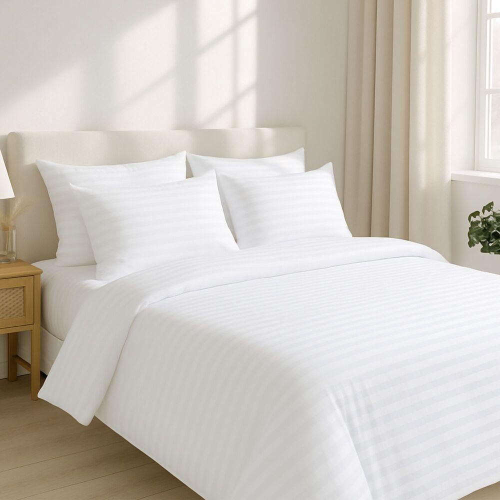 Комплект постельного белья IDEIA сатин хлопок премиум страйп евро 200х220 см Белый (27204)