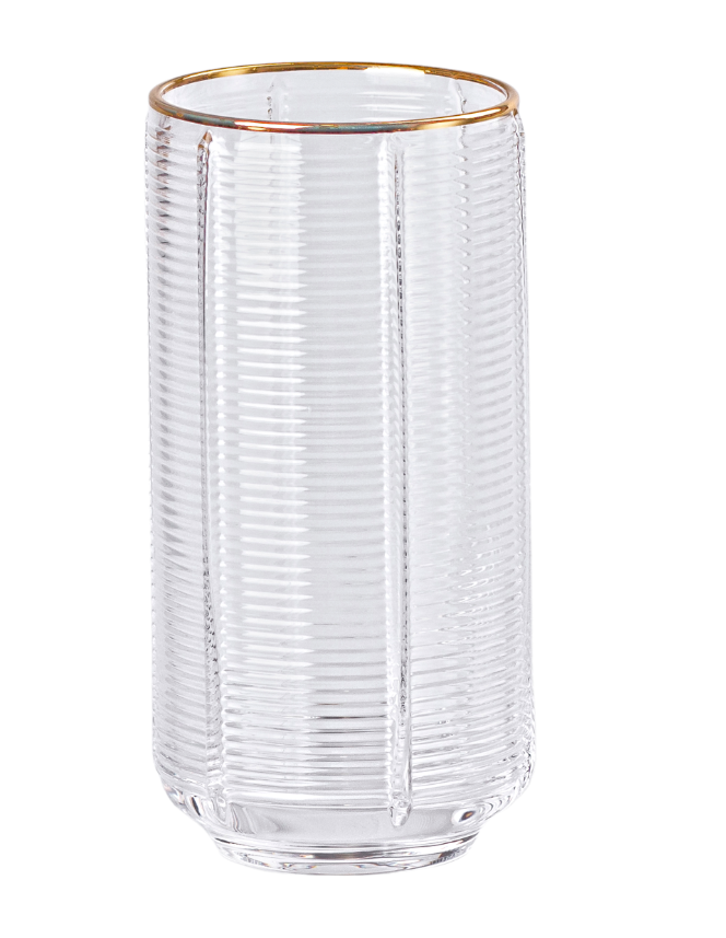 Набір склянок Stunning високих ребристих 6 шт. по 400 мл Прозорий/Золотий - фото 2