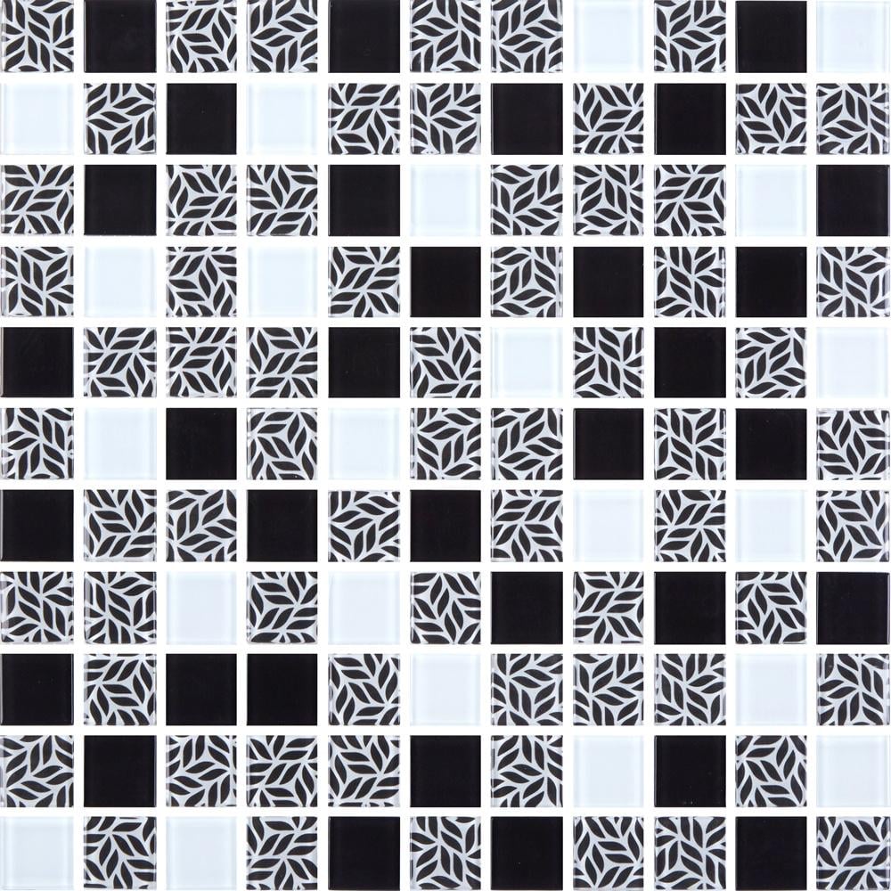 Мозаика стеклянная Kotto Ceramica GMP 0825011 С3 Print 10 300x300x8 мм/25x25 мм Black/White