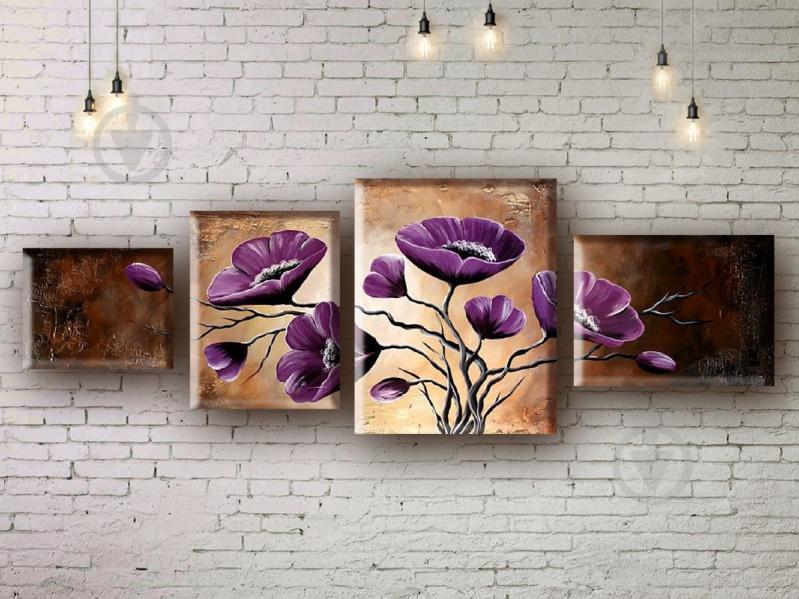 Модульная картина акрилом цветы ArtStar MHM17_4_011 размер 60 х 150 см