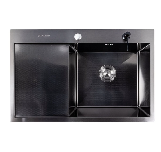 Мойка для кухни Valeso Handmade Decor круглый сифон 3,0/0,8 мм 78x50 см R Черный