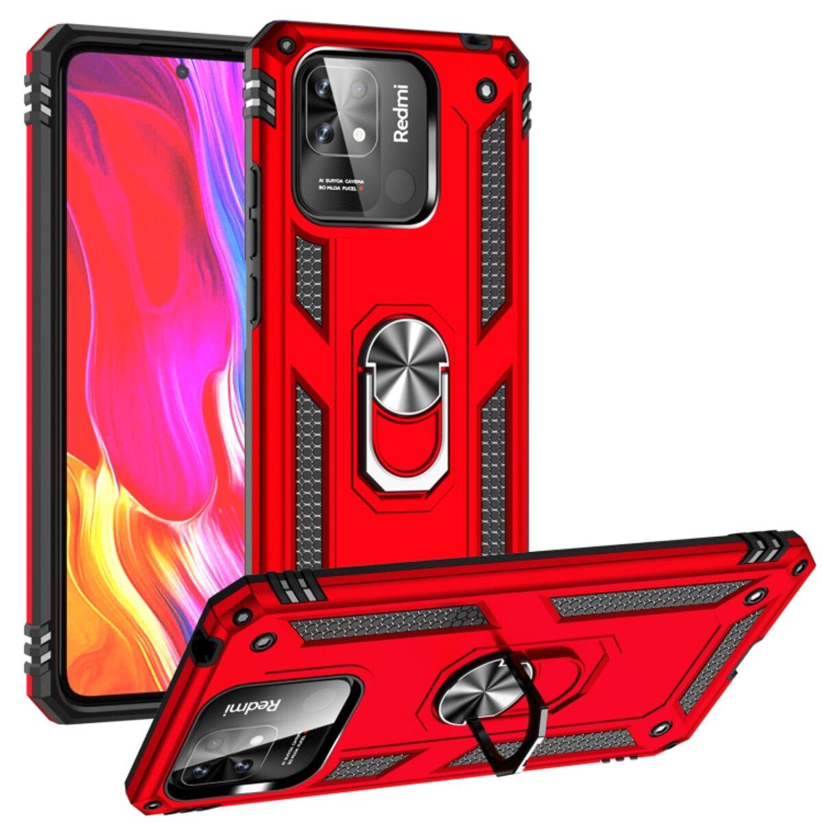 Противоударный чехол для Xiaomi Redmi 10C Cosmic Robot Ring / Red