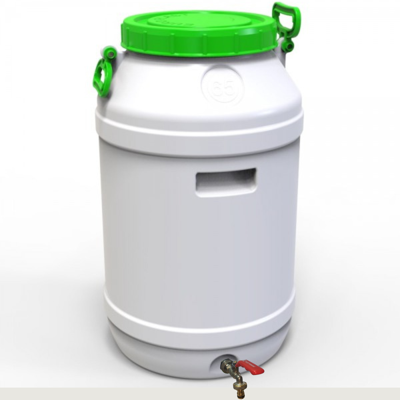 Бідон харчовий Євро Пласт з латунним краном зелена кришка 65 л (175284) - фото 1