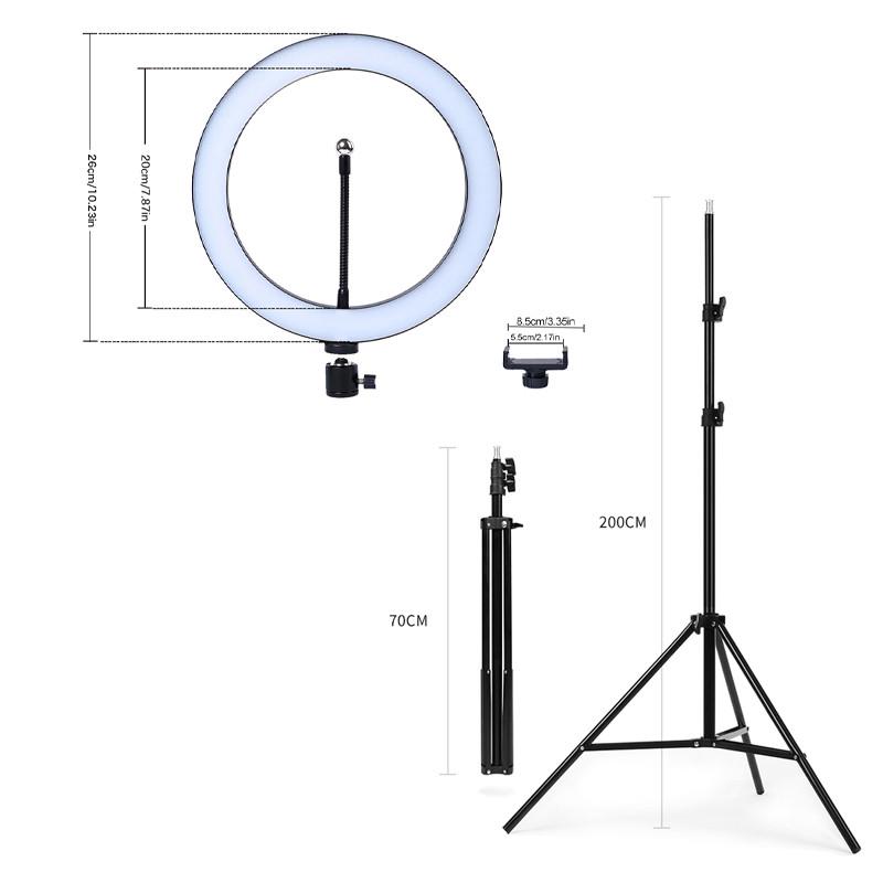 Кільцева світлодіодна лампа Refutuna 26 см зі штативом 200 см і тримачем для телефона (10573-51844) - фото 9