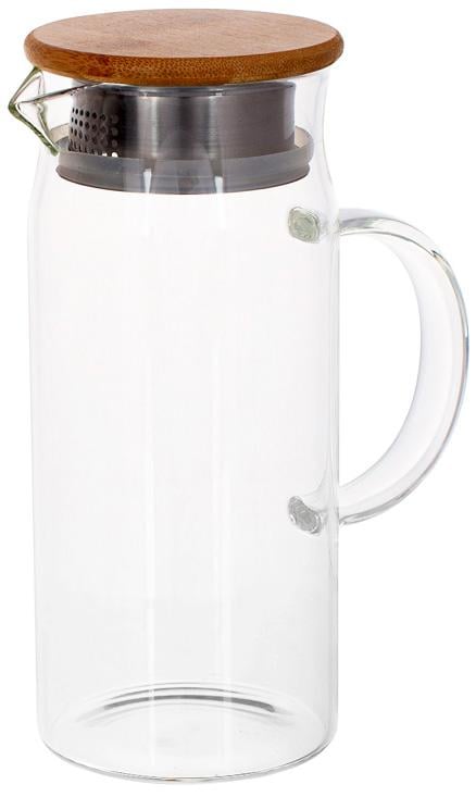 Кувшин стеклянный Lorenza 1000 мл с бамбуковой крышкой (BD-599-108) Кувшин стеклянный Lorenza 1000 мл с бамбуковой крышкой (BD-599-108)