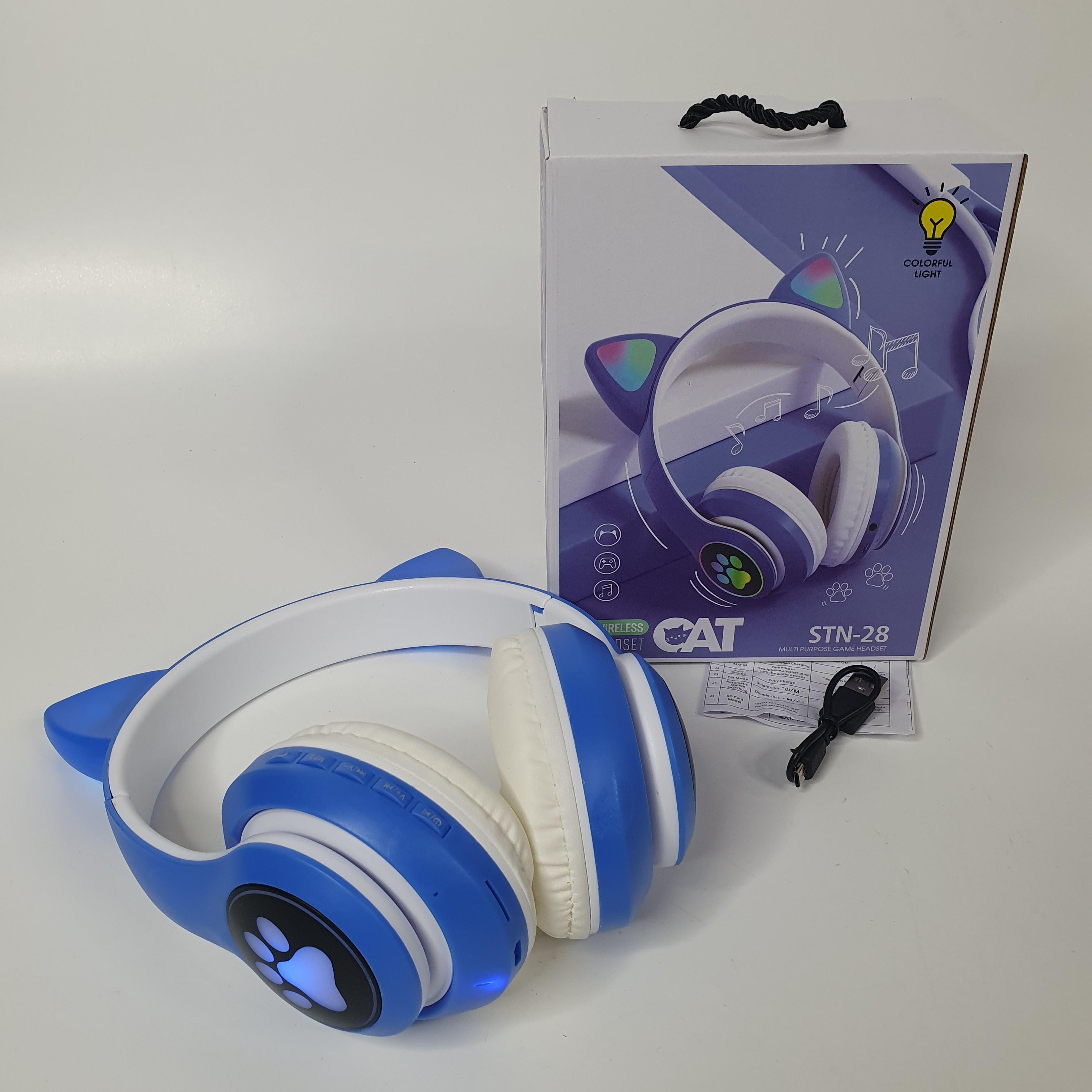Наушники CAT STN-28 Bluetooth с кошачьими ушками Синий