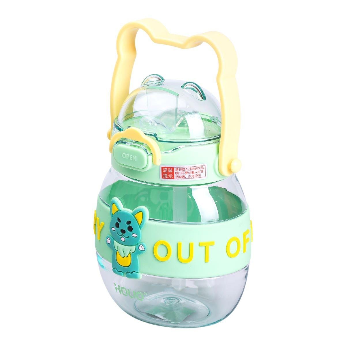 Бутылка для воды детская с трубочкой HP-14-37GR с ручкой и ремешком 580 мл Зеленый (A-033926) - фото 3