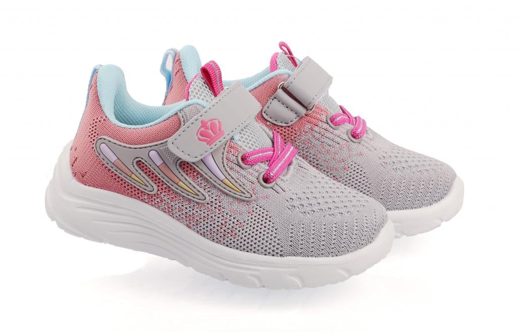 Кроссовки Babudog для девочек 8396 в сетку р. 21 Серо-розовый