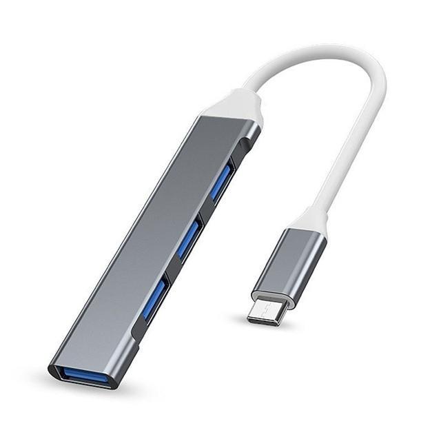 Перехідник SUNROZ USB хаб Type-C 3.1 на USB 3.0 для MacBook/iMac/iPad/телефона 4в1 Grey (A485760)