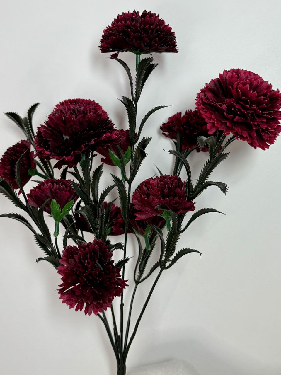Искусственный букет гвоздики 14 голов 40 см Бордовый