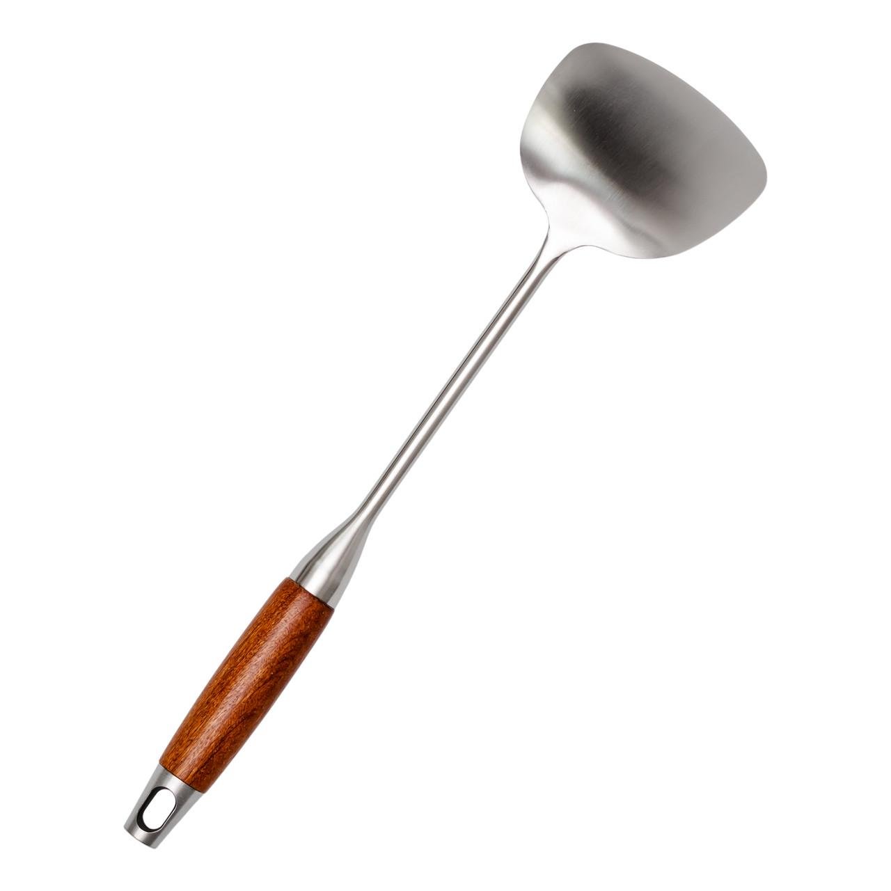 Лопатка для вока Generous из нержавеющей стали с деревянной ручкой 38 см (HP-8-44) - фото 2 Лопатка для вока Generous из нержавеющей стали с деревянной ручкой 38 см (HP-8-44) - фото 2