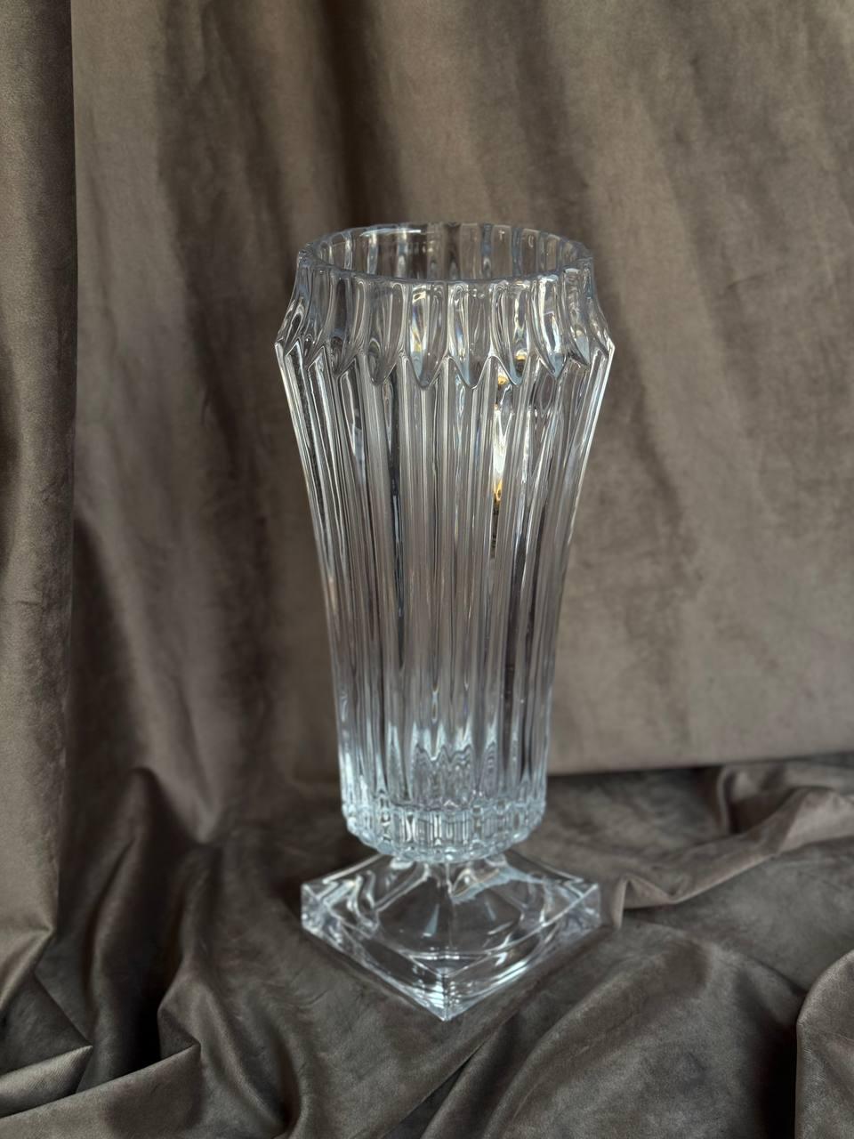 Ваза декоративная YIWU Minimalist стеклянная фигурная 34,5 см Прозрачный (HP-19-141)