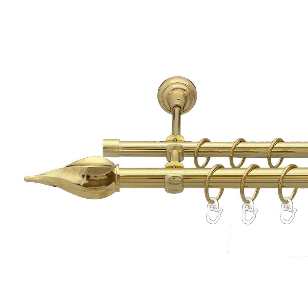 Карниз Orvit Твісто металевий дворядний відкритий гладка труба кільце металеве 19/16 мм 160 см Золото (00-00013042)