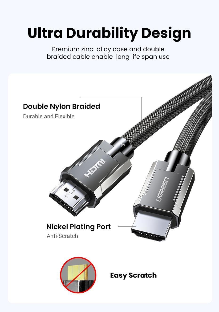 Кабель UGREEN HDMI 2.1 4K 120Hz 48 Гбіт/с 3D Dolby Atmos HDR 10+ eARC HDCP 2.3 1080p 240Hz 1,5 м Чорний (70320) - фото 17