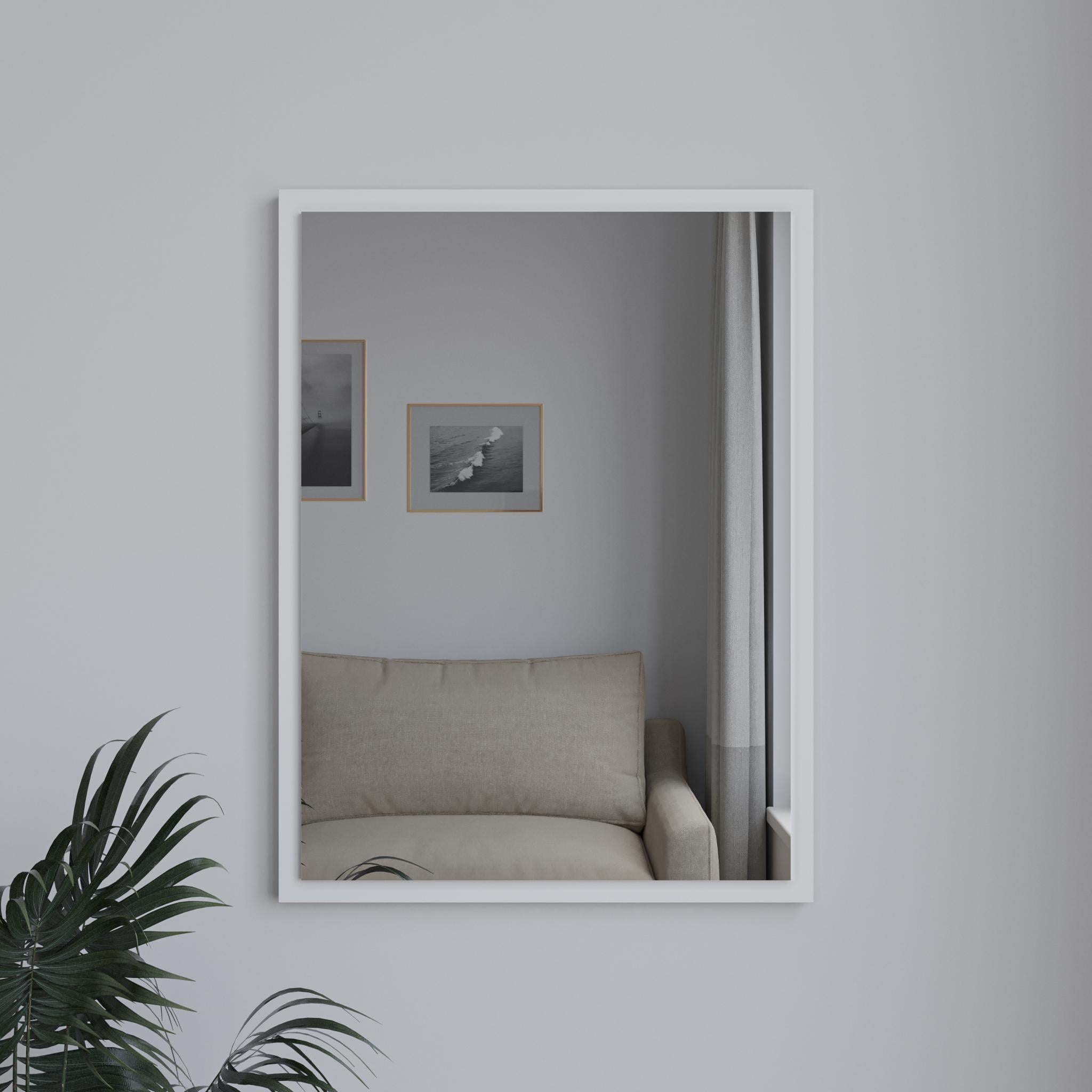 Зеркало настенное прямоугольное ДСП в ванную/салон 800х600 мм Белый (D-4)