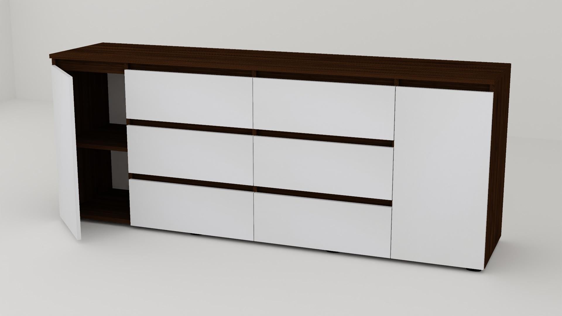 Комод Алекса СН-1331/50 190х50х75 см Белый/Орех селект