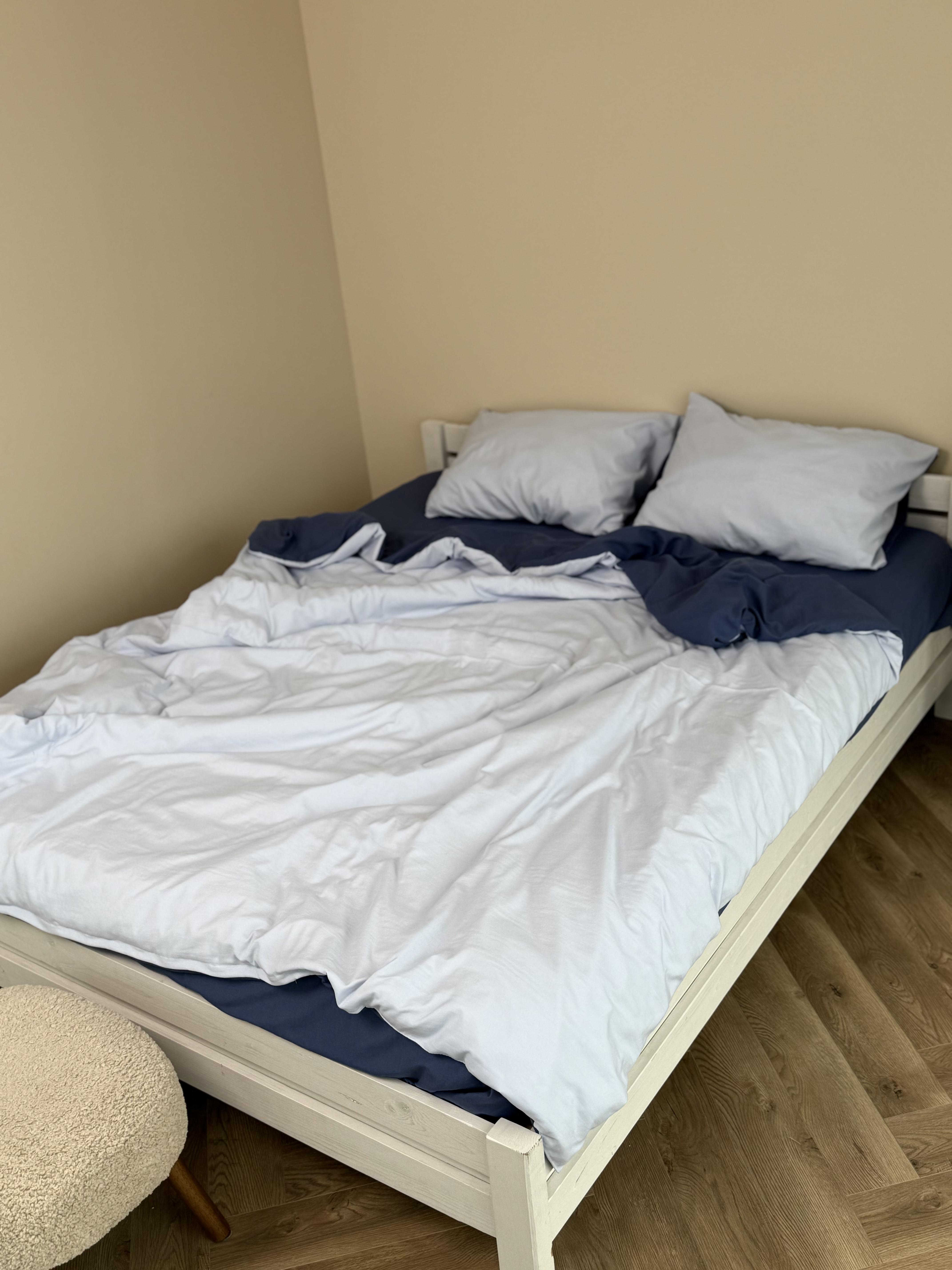 Комплект постельного белья Тень сатин евро/наволочки 50х70/70х70 см Голубой/Синий (6922) - фото 4