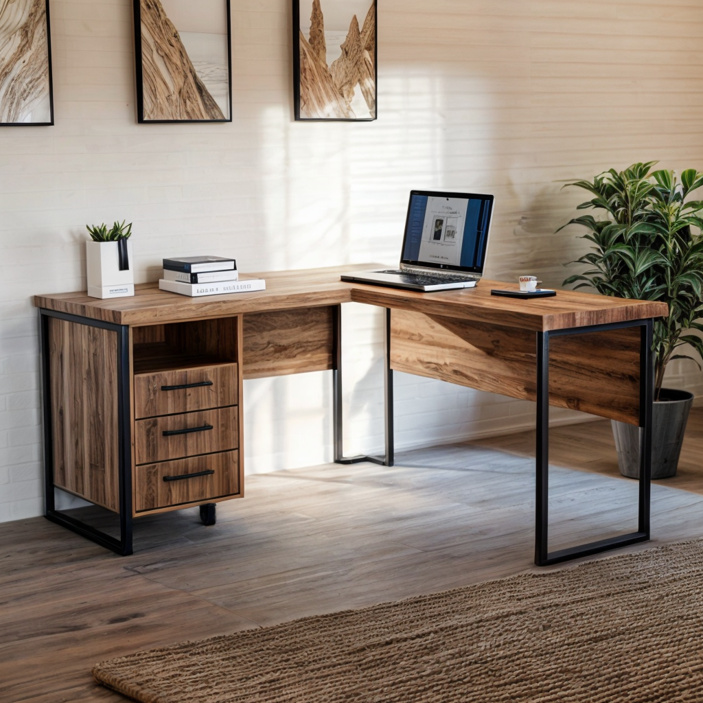 Стол угловой офисный Tobi Sho LOFT Volcano СУЛВ/3-1 с 3 ящиками столешница 18 мм 1400х1200х750 Фаервуд