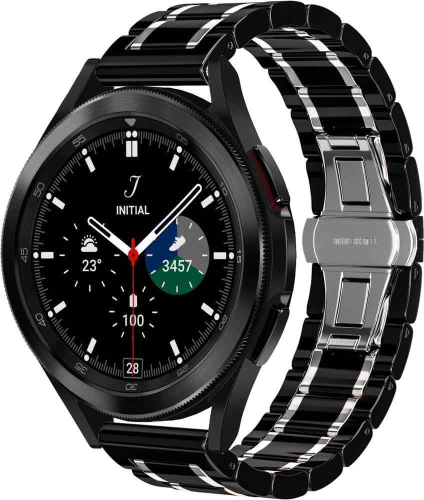 Ремешок керамический Ceramo для Galaxy Watch 4 Classic 46 мм Black/White (28728-1E)