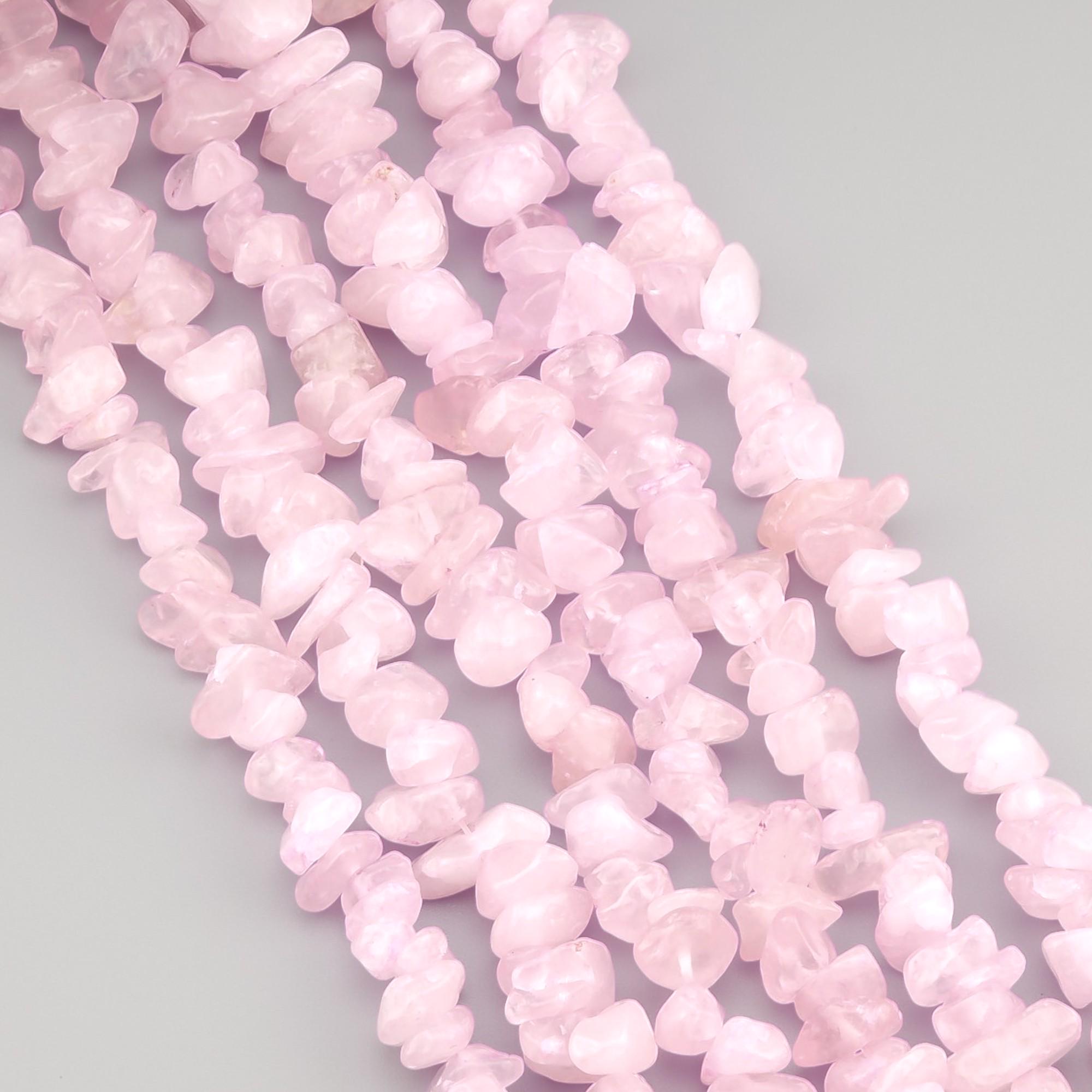 Кварц тонированный из натурального камня 5-10 мм 80 см 1 шт. Розовый (НК8002с09)