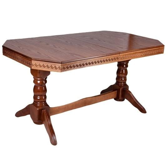 Стіл обідній розкладний Мікс Меблі Буковель 90x160 ( 40) см натуральне дерево/МДФ Горіх