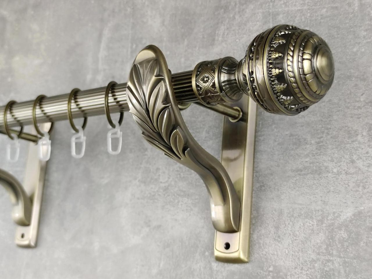 Карниз MStyle металлический для штор однорядный Арабеска 25 мм рифленый 400 см Антик (5011740)