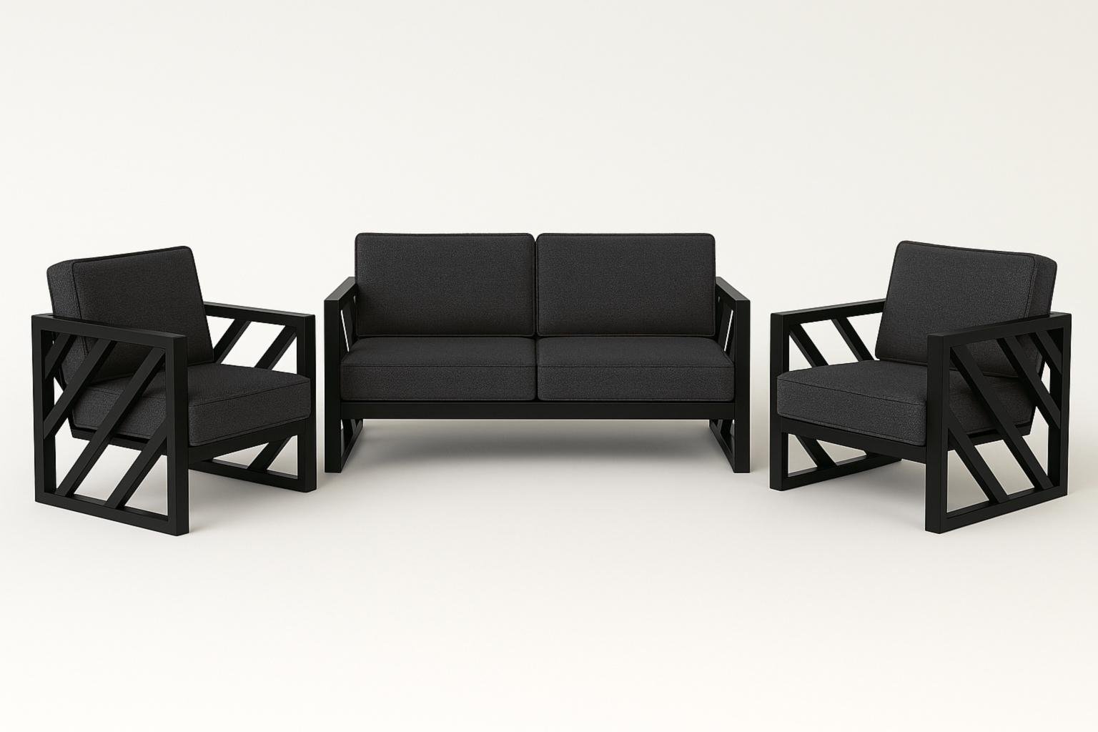 Комплект садовой мебели металлической ТОБІ ШО Лаверо/S10 с мягкими подушками рогожка 750х1300х700 мм Темно-серый/42 (28265815)