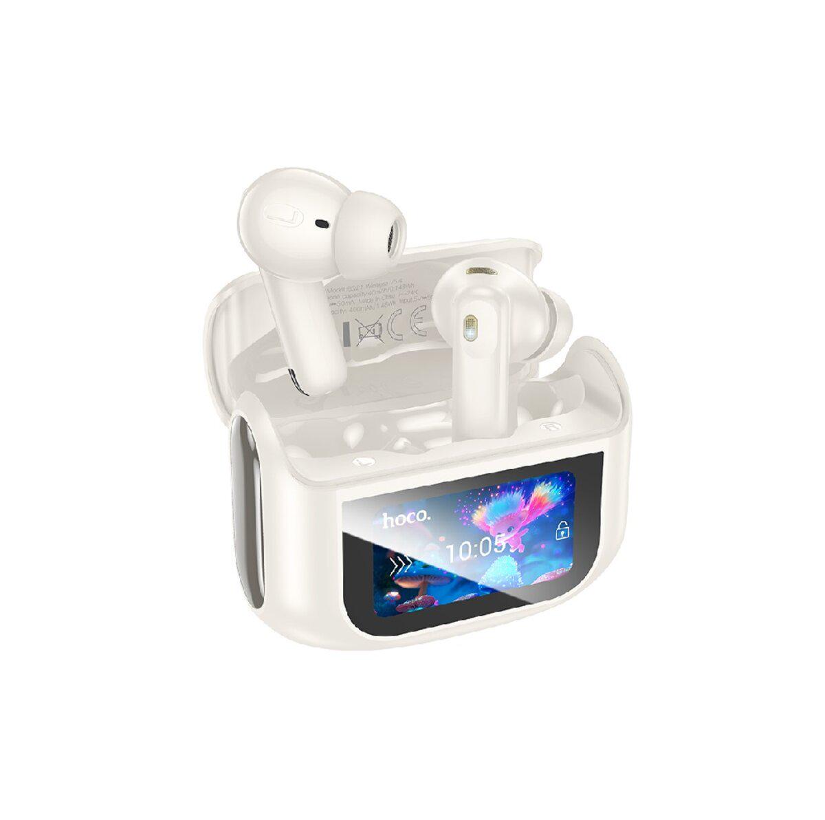 Наушники беспроводные Hoco EQ21 Sandy true wireless ANC+ENC Touch Screen BT5.4 headset 400 mAh Cloudy White (6942007647427)