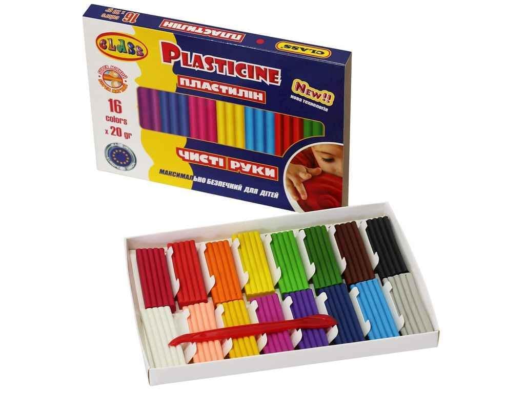 Пластилин CLASS 16 цветов Чистые руки MAXIx20 г ECO 7647С (909610)