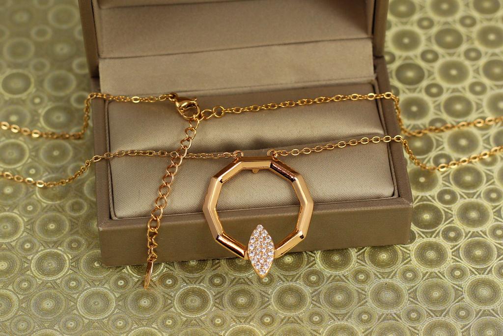 Набір Xuping Jewelry Оксагон блиску 40 см добір 5 см Золотистий (31371472)